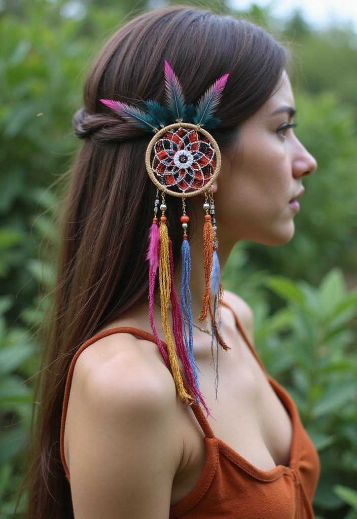 10 Stunning Embroidered Hair Clip DIY Ideas You Can Make Today (You'll Love #4!) - 5. Bohemian Dreamcatcher Clip