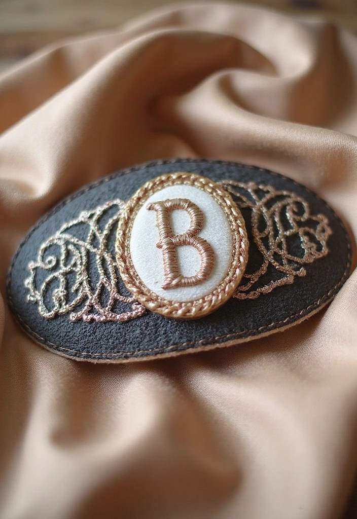 10 Stunning Embroidered Hair Clip DIY Ideas You Can Make Today (You'll Love #4!) - 8. Monogrammed Initial Clip
