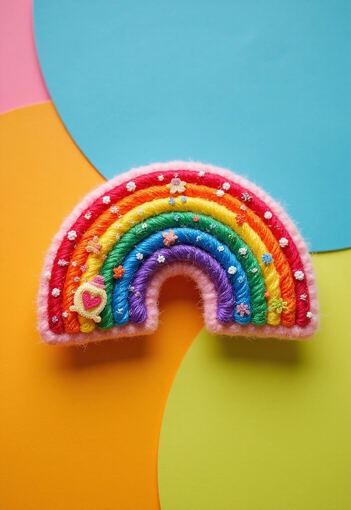 10 Stunning Embroidered Hair Clip DIY Ideas You Can Make Today (You'll Love #4!) - 9. Rainbow Bright Clip