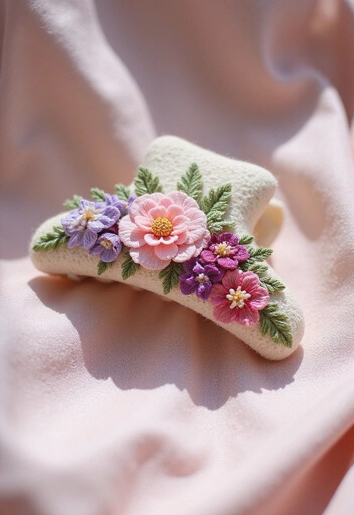 14 Bohemian Embroidered Hair Claw Clips That Will Transform Your Look (Just Wait for #5!) - 1. Floral Embroidery Delight