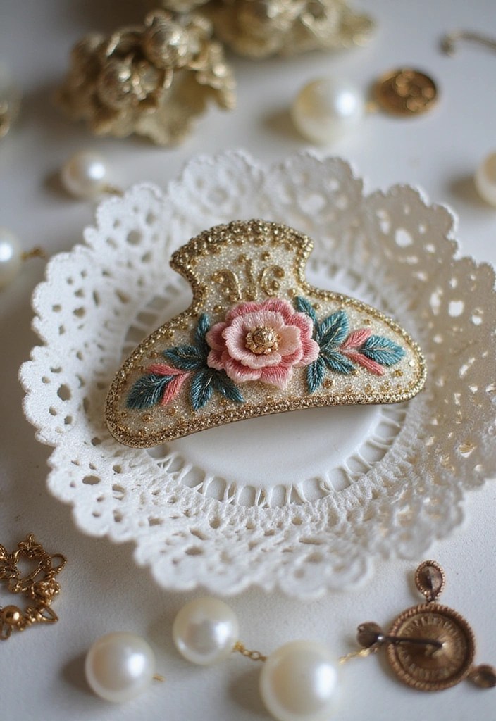 14 Bohemian Embroidered Hair Claw Clips That Will Transform Your Look (Just Wait for #5!) - 4. Vintage Charm