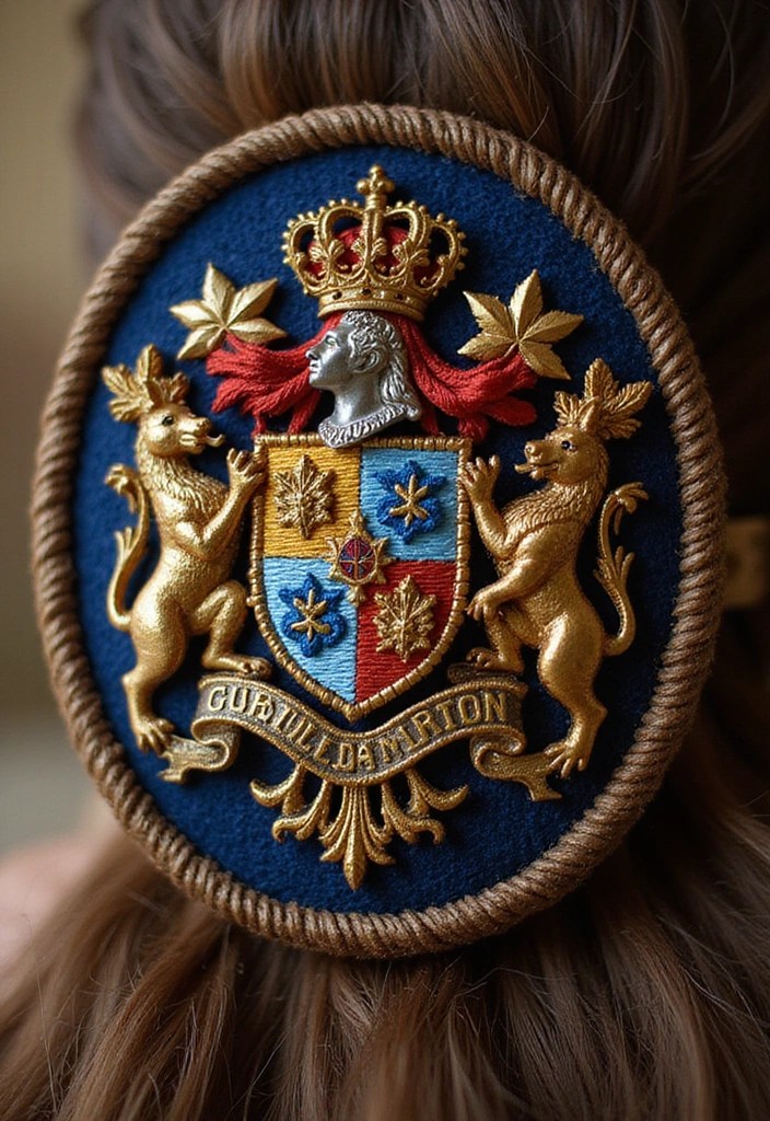 14 Vintage-Inspired Handmade Embroidered Hair Clips That Will Take You Back in Time! - 14. Personalized Family Crests