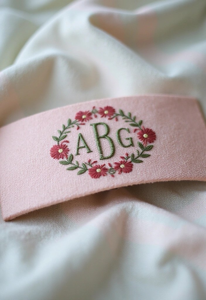 14 Vintage-Inspired Handmade Embroidered Hair Clips That Will Take You Back in Time! - 7. Classic Monograms