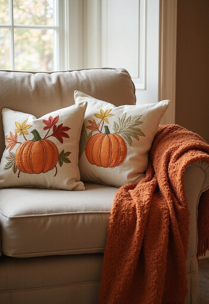 15 Cozy Embroidered Cushion Designs to Instantly Warm Up Your Home! - 5. Seasonal Themes for Year-Round Comfort