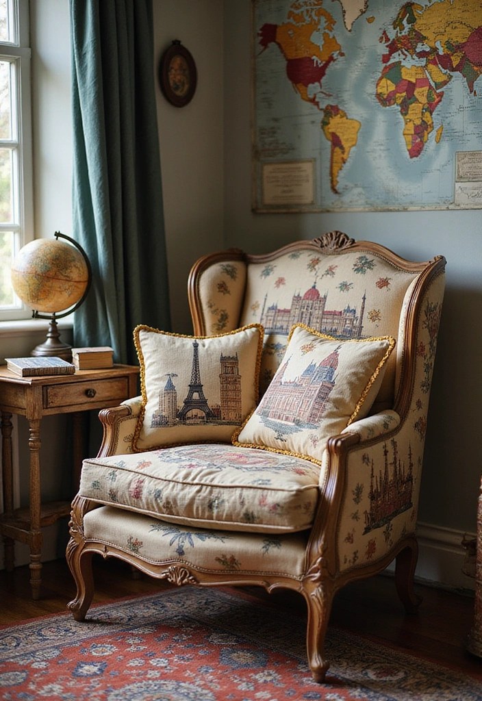 15 Cozy Embroidered Cushion Designs to Instantly Warm Up Your Home! - 6. Travel-Inspired Designs