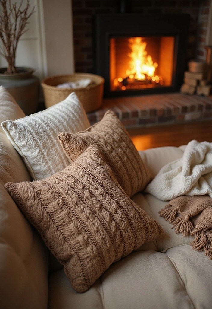 15 Cozy Embroidered Throw Pillows That'll Make You Want to Snuggle Up (Check Out #8!) - 6. Cozy Knit Textures