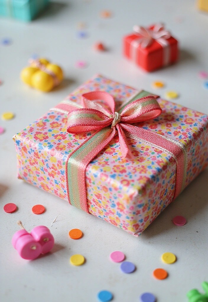 10 Creative Gift Wrapping Ideas with Embroidered Ribbon That Will Wow Your Friends! - 3. Whimsical Touch with Playful Patterns