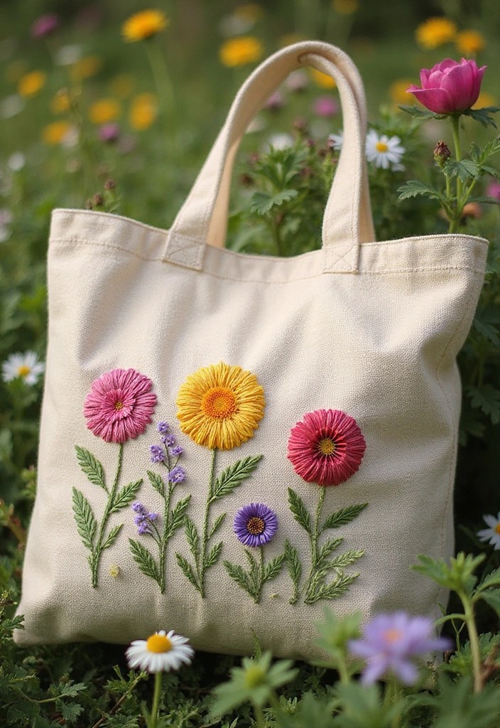 10 DIY Embroidered Tote Bags That Will Make You the Queen of Crafting (Wait Until You See #4!) - 1. Floral Fantasy Tote