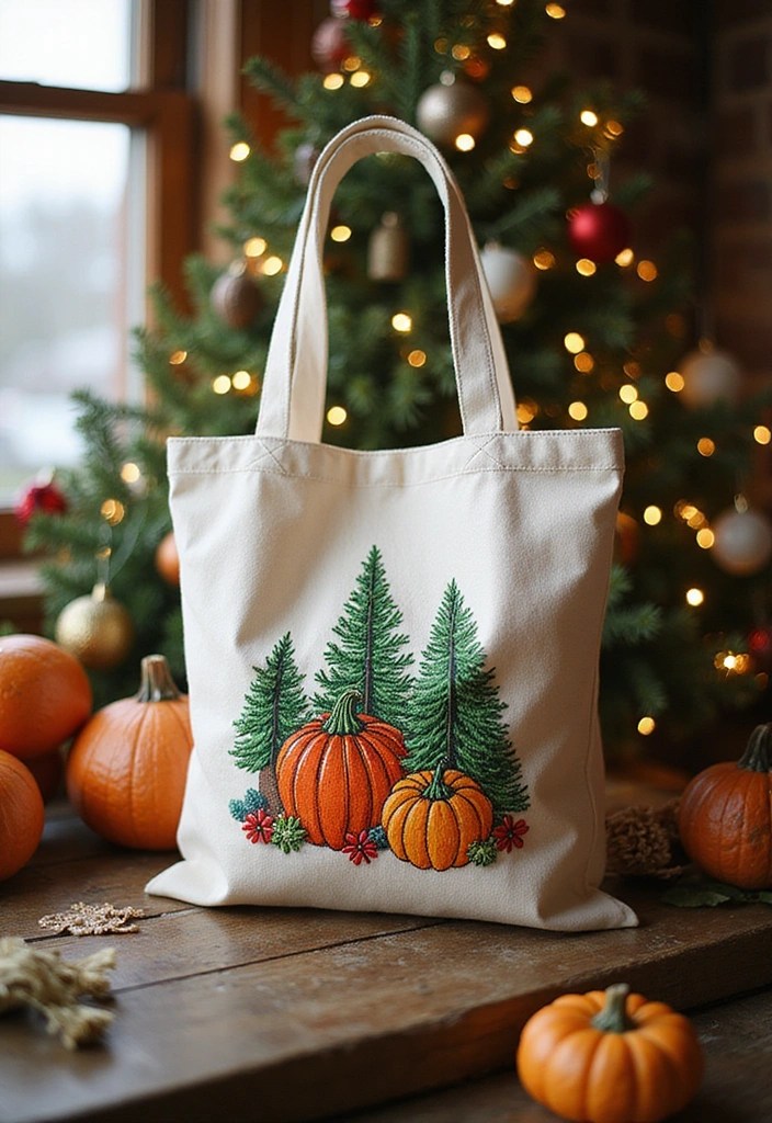 10 DIY Embroidered Tote Bags That Will Make You the Queen of Crafting (Wait Until You See #4!) - 10. Holiday Spirit Tote