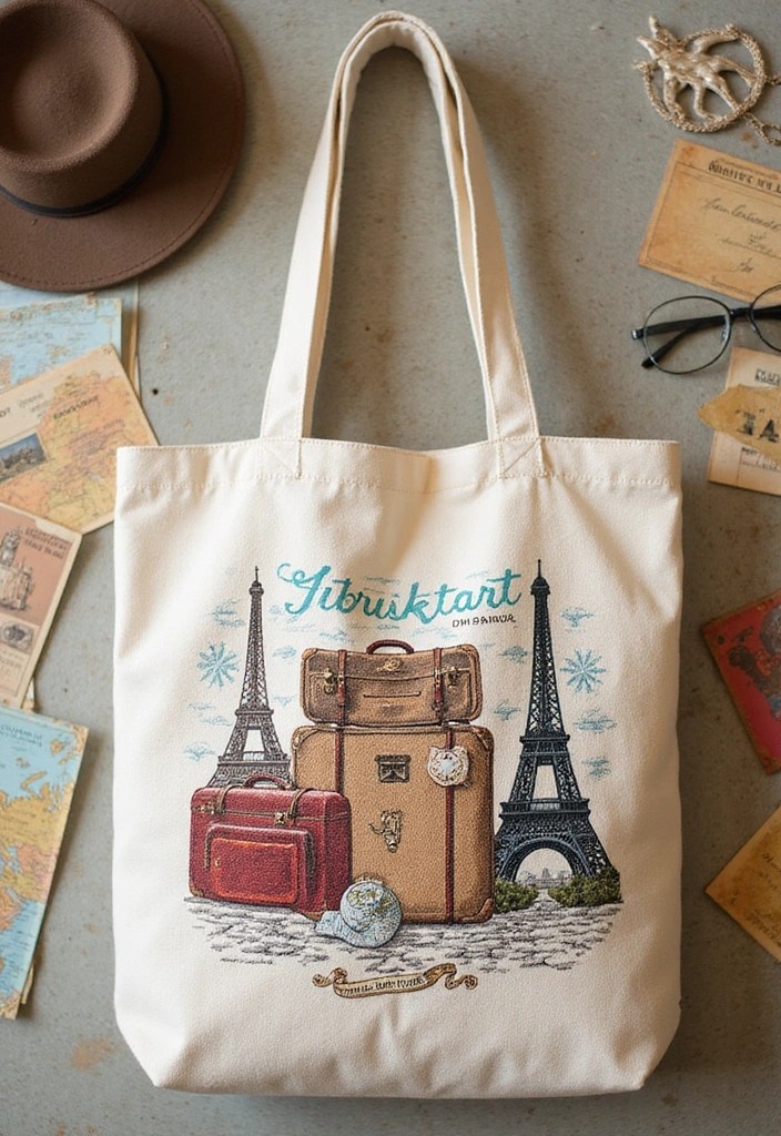 10 DIY Embroidered Tote Bags That Will Make You the Queen of Crafting (Wait Until You See #4!) - 7. Vintage Travel Tote