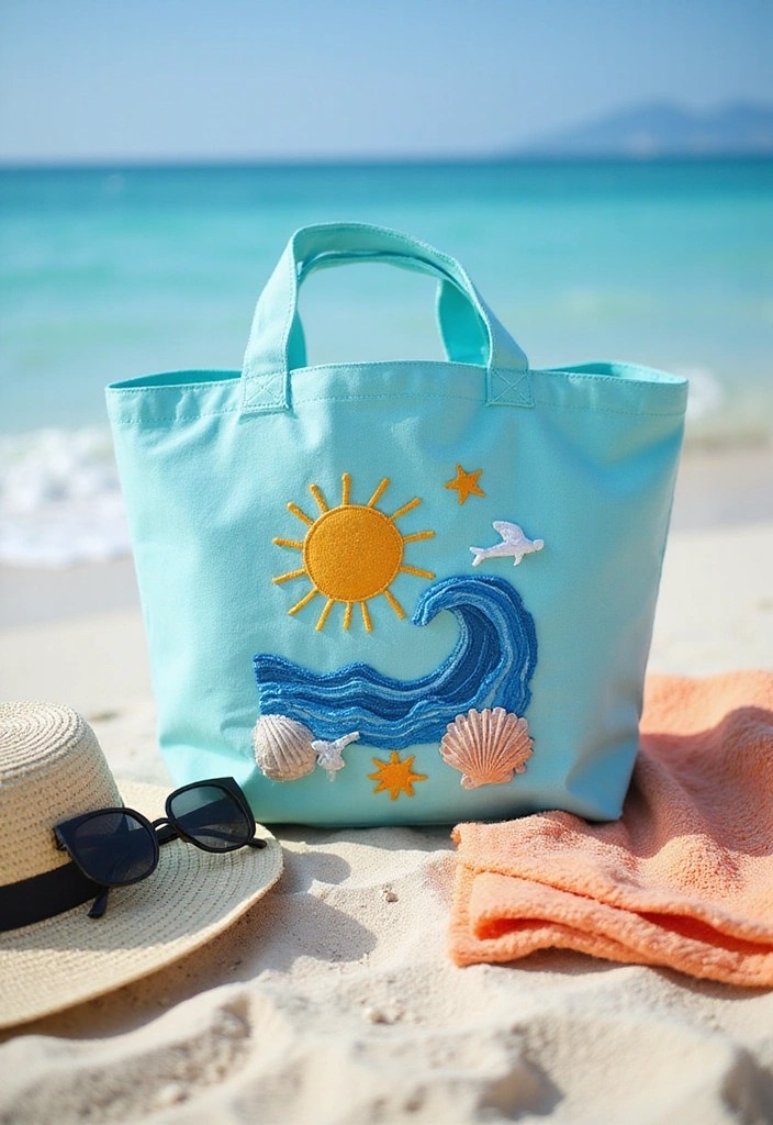 10 DIY Embroidered Tote Bags That Will Make You the Queen of Crafting (Wait Until You See #4!) - 9. Beach Vibes Tote