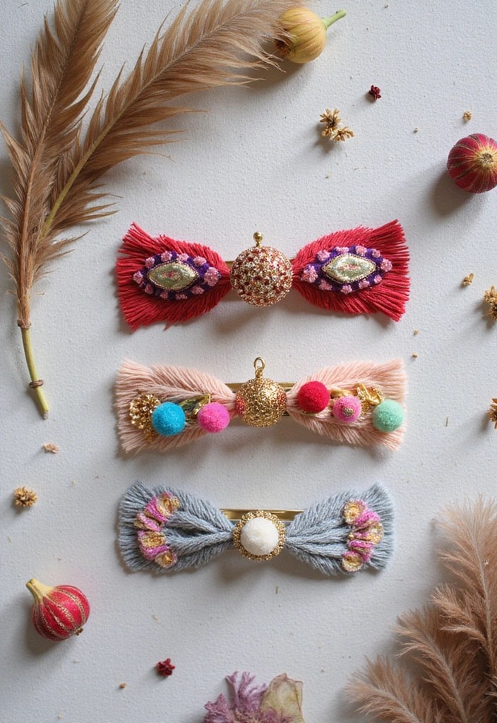 10 Stunning DIY Embroidered Trim Hair Accessories That Will Turn Heads (You Won't Believe #4!) - 2. Boho Chic Hair Clips