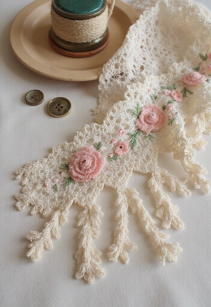 10 Stunning DIY Embroidered Trim Hair Accessories That Will Turn Heads (You Won't Believe #4!) - 3. Vintage Lace and Embroidery Combo