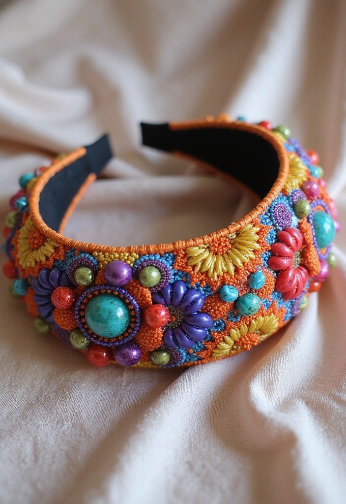 10 Stunning DIY Embroidered Trim Hair Accessories That Will Turn Heads (You Won't Believe #4!) - 4. Statement Beaded Hairband (You Won't Believe This!)