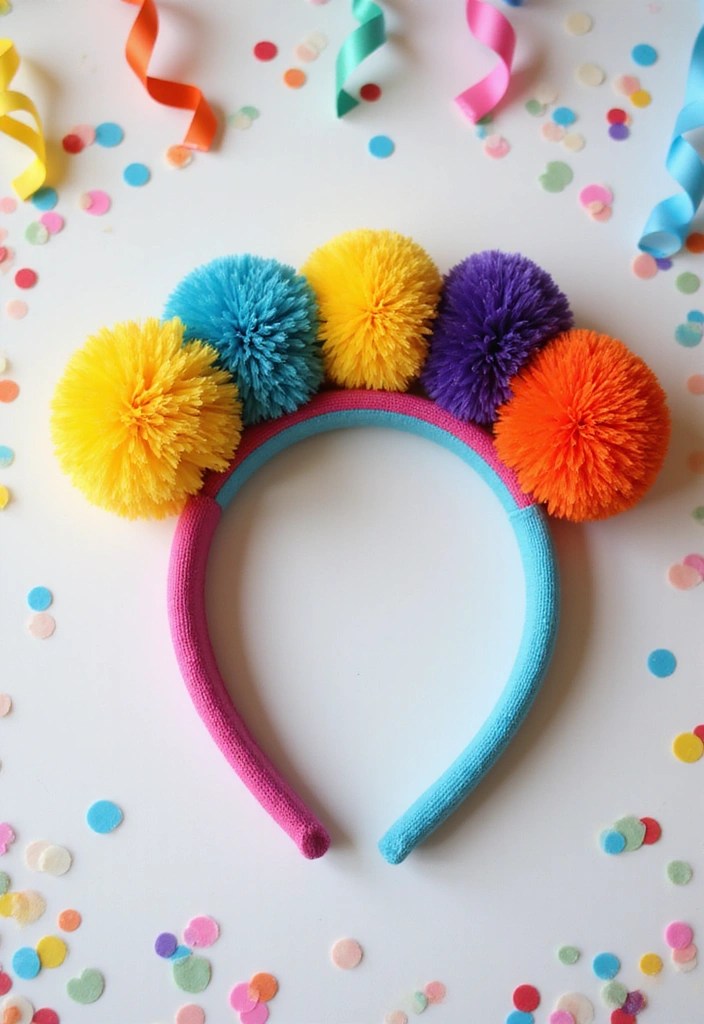 10 Stunning DIY Embroidered Trim Hair Accessories That Will Turn Heads (You Won't Believe #4!) - 7. Festive Pom-Pom Headband