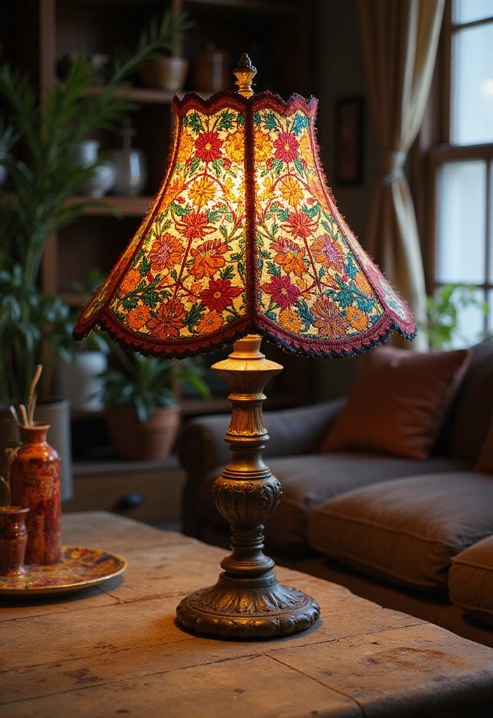 10 Trendy Embroidered Lampshade Styles You Need to See (Transform Your Room Instantly!) - 10. Artistic Expression: Hand-Painted Embroidered Shades