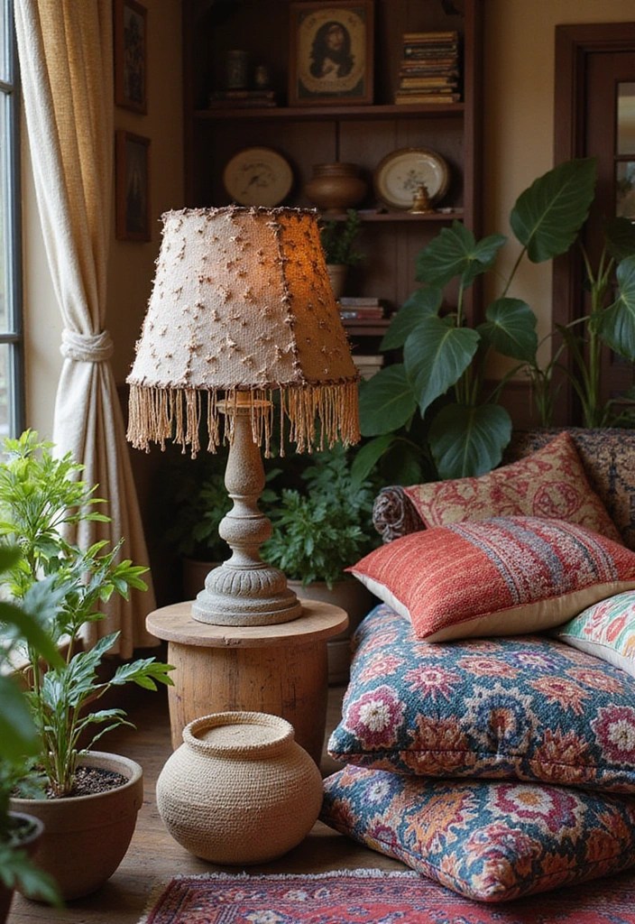 10 Trendy Embroidered Lampshade Styles You Need to See (Transform Your Room Instantly!) - 3. Bohemian Chic with Textured Embroidery