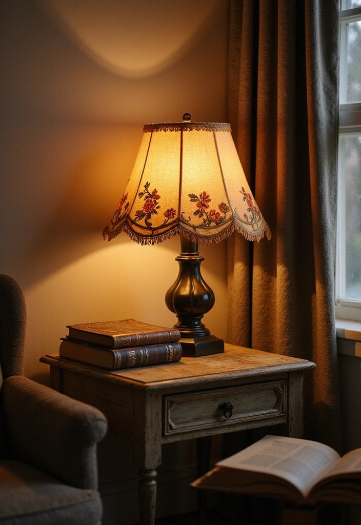 10 Trendy Embroidered Lampshade Styles You Need to See (Transform Your Room Instantly!) - 4. Vintage-Inspired Charm