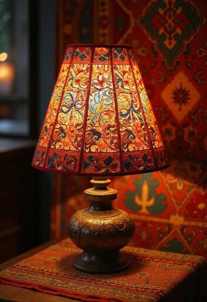 10 Trendy Embroidered Lampshade Styles You Need to See (Transform Your Room Instantly!) - 8. Cultural Embroidery Styles