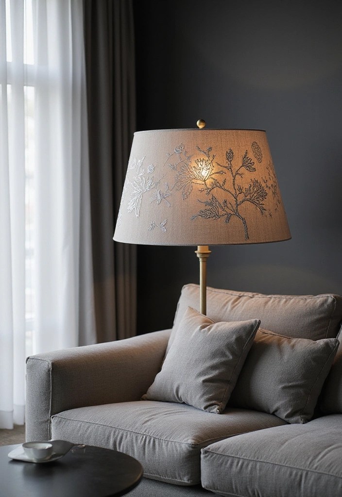 10 Trendy Embroidered Lampshade Styles You Need to See (Transform Your Room Instantly!) - 9. Monochromatic Magic