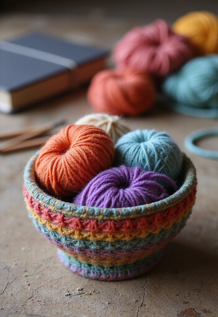 12 Easy Beginner Art Yarn Projects That Will Make You Say 'I Can Do This!' - 4. Cute Yarn Bowl