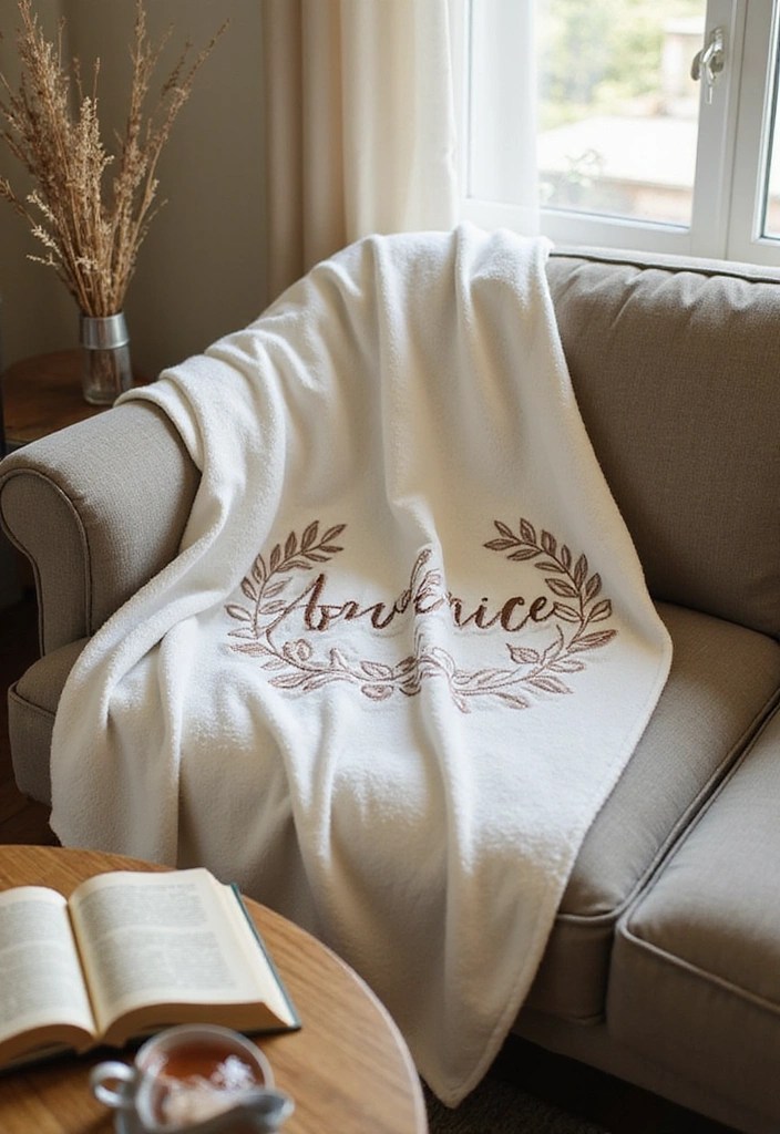 12 Unique Embroidered Gifts that Will Wow Your Friends (Especially #5!) - 4. Personalized Embroidered Blanket
