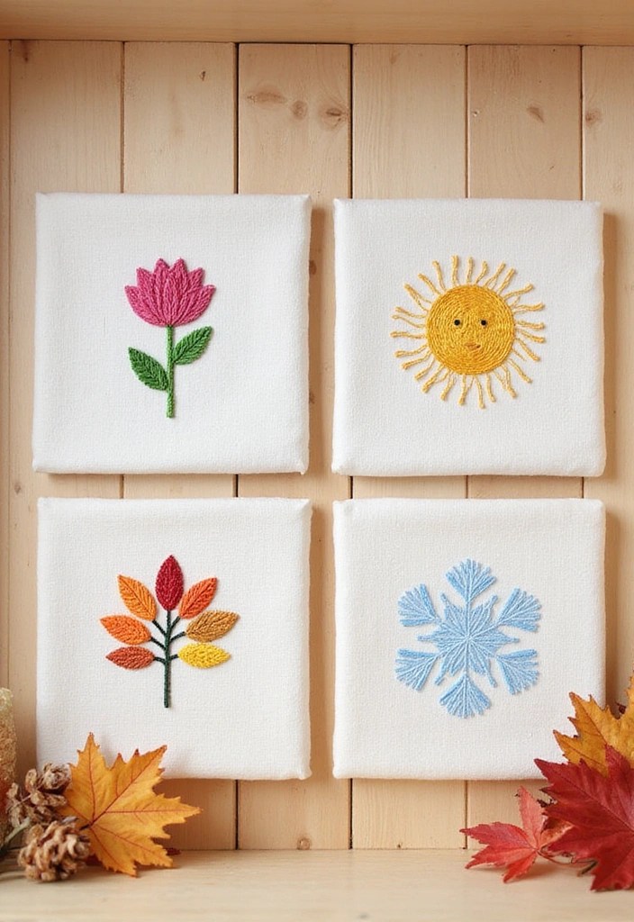 14 Artistic Embroidered Wall Art Pieces That Will Transform Your Space! - 6. Seasonal Embroidery