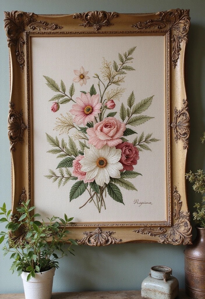 14 Artistic Embroidered Wall Art Pieces That Will Transform Your Space! - 9. Vintage-Inspired Designs