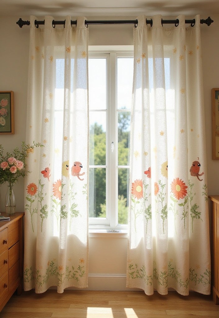 9 Stunning Embroidered Home Decor Ideas That'll Leave Your Guests in Awe! - 5. Whimsical Embroidered Curtains