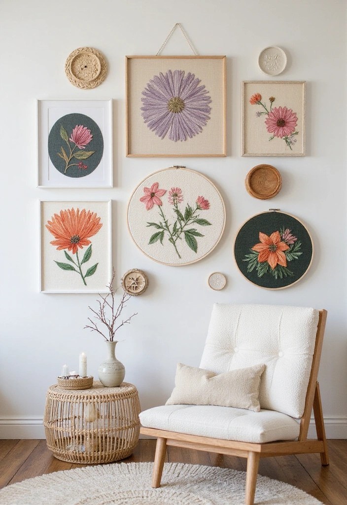9 Stunning Embroidered Home Decor Ideas That'll Leave Your Guests in Awe! - 9. Lovely Embroidered Wall Art